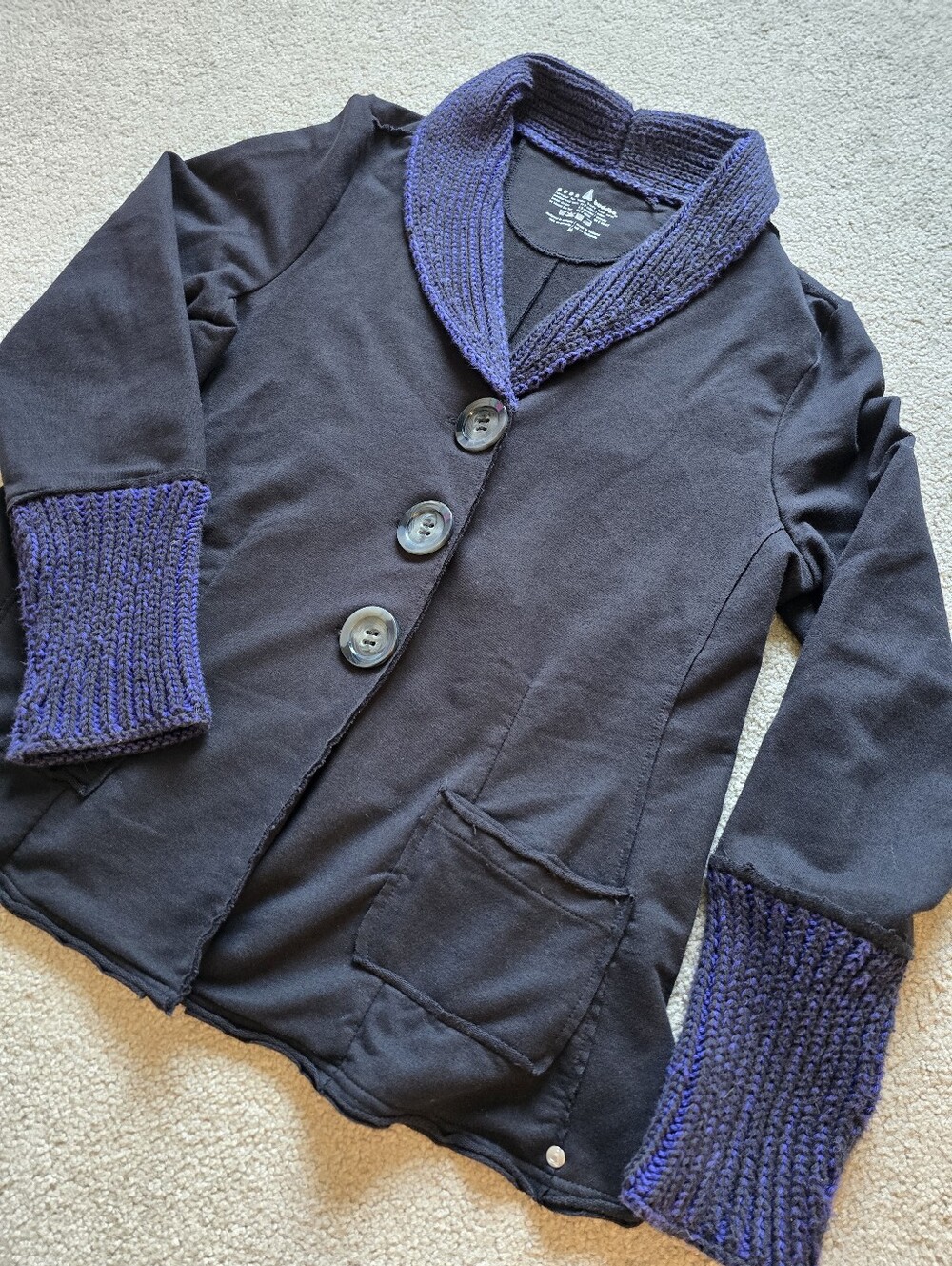 Neon Buddha Mixed Media Cardigan Jacket Size Medium
